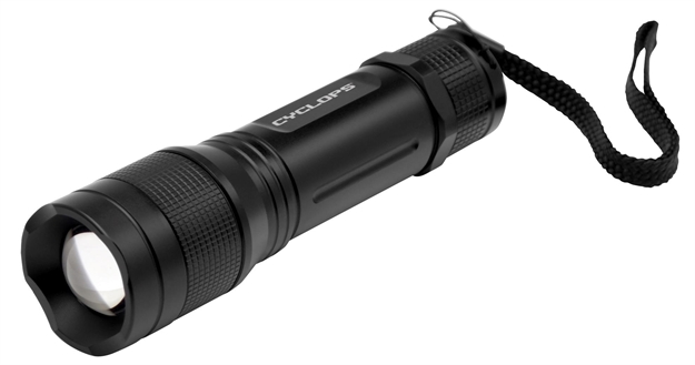 Picture of Cyclops Tri Mode Illumination Flashlight, Cree 5-Watt Bulb, 300 Lumen, Spot TO Flood, Anodized Aluminum, 3-Aaa Batteries