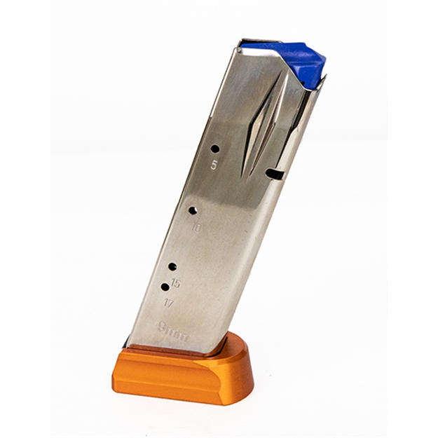 Picture of CZ Usa 11163 Oem  9Mm Luger Usa 75 Sp-01, Shadow 2 19Rd Nickel W/Orange Base Detachable