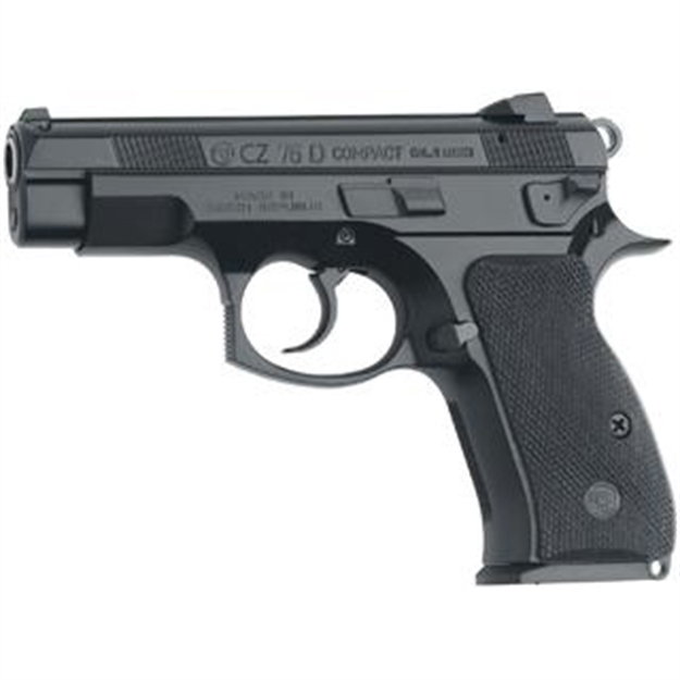 Picture of  Cz-Usa 01194 75D Pcr Compact Frame 9Mm Luger 10+1 3.75" Black Steel Barrel, Black Steel Serrated Slide, Black Polycoat Aluminum Frame W/Beavertail, Black Rubber Grip, Right Hand