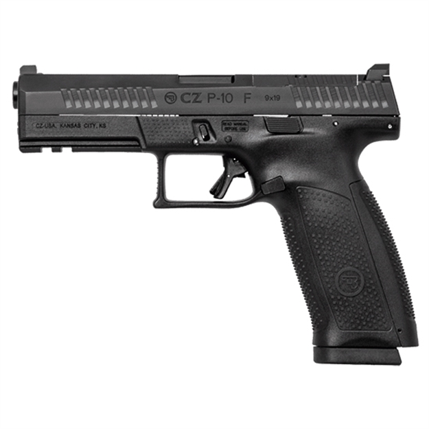 Picture of  Cz-Usa 91550 P-10 F  9Mm Luger 19+1 5.10" Black Steel Barrel, Black Nitride Optic Ready/Serrated Steel Slide, Black Polymer Frame W/Picatinny Rail, Ambidextrous