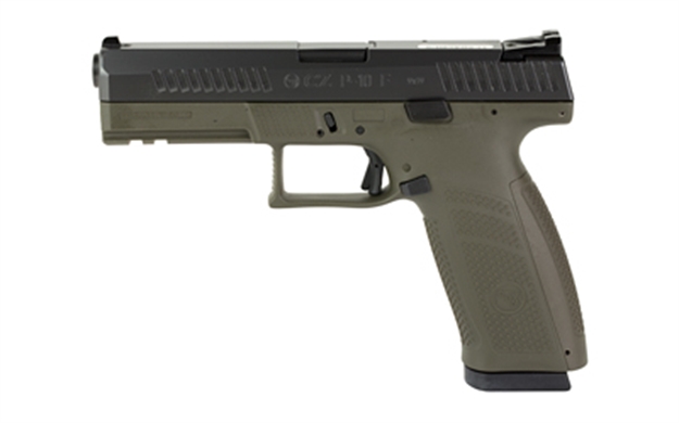 Picture of  Cz-Usa 81545 P-10 F 9Mm Luger 4.50" 10+1 OD Green Finish Frame With Inside Railed Black Nitride Steel Slide, Interchangeable Backstrap Grip & Picatinny Rail