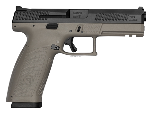 Picture of CZ Usa P-10 F 9Mm, Semi-Auto, 4.5" Bbl,  Fde Frame/Black Slide, Night Sights, 19Rd, Striker Fire