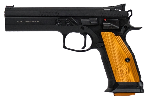 Picture of Czusa 01261 Czusa 75 Tactical Sport Orange 9Mm Luger Single 5.40" 10+1 Orange Aluminum Grip Black Slide