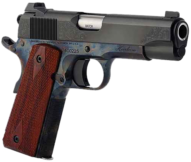 Picture of  Dan Wesson 01779 Heirloom 2024 45 Acp 8+1 4.25" Stainless Steel Barrel, Blued Serrated Carbon Steel Slide, Black Steel Frame W/Beavertail, Cocobolo Grip