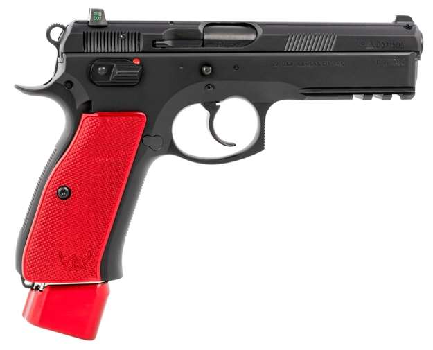 Picture of Czusa 91203 Czusa 75 Sp-01 9Mm Luger 4.60" 22+1 Black Black Steel Slide Red Henning Aluminum Grip