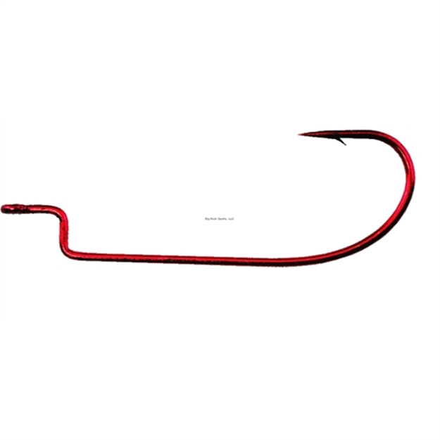 Picture of Daiichi Offset Worm Hook, Size 2/0, Light Wire, Bleeding Bait Red, 7 Per Pack