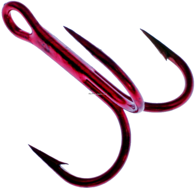 Picture of Daiichi Treble Hook, Size 10, Standard Point, Round Bend, Light Wire, Ringed Eye, Xwelds, Bleeding Bait Red, 5 Per Pack