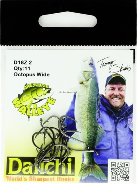 Picture of Daiichi TS Awesome Walleye Black Nickel Octupus Style, Size 2, 11 Hooks Per Pack