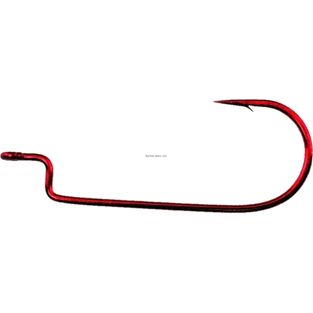 Picture of Daiichi Worm Hook, Size 2/0, Round Bend/Wide Gap, Offset, Bleeding Bait Red, 6 Per Pack