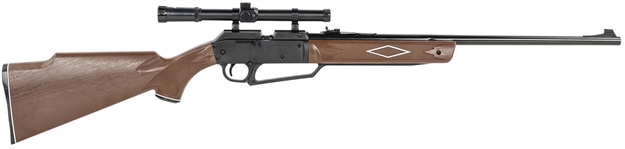 Picture of  Daisy 992880603 Powerline 880 Pump Pneumatic 177 1 Pellet/50 BB Shot Molded W/Checkering & Woodgrain Black Receiver Powerline Fixed Monte Carlo Stock 039256828809