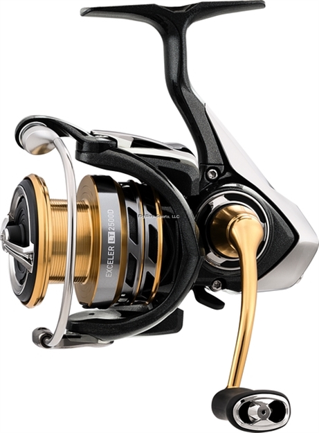 Picture of Daiwa Exceler LT 2500D-Xh Spinning Reel, Carbon Light Body, 6.2:1 Ratio, 5Bb+1Rb, 7.2Oz, 210Yds 10Lb Mono, Screw ON Handle
