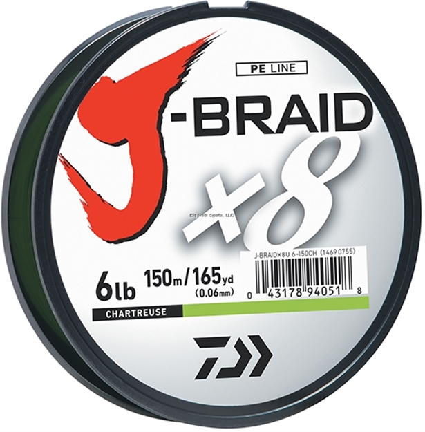 Picture of Daiwa J-Braid X8 8 Strand Braided Line 10Lb 150M Filler Spool Chartreuse JB8U10-150CH