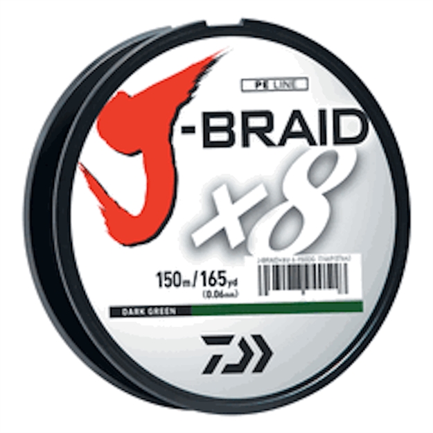 Picture of Daiwa J-Braid X8 8 Strand Braided Line, 10Lb 150M Dark Green
