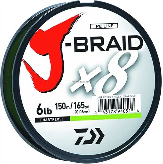 Picture of Daiwa J-Braid X8 8 Strand Braided Line, 40Lb 300M Chartreuse