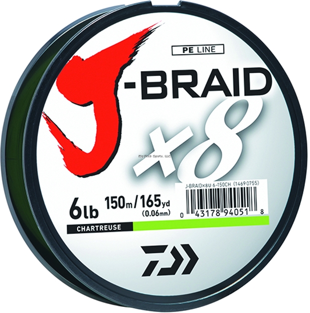 Picture of Daiwa J-Braid X8 8 Strand Braided Line 65Lb 300M Filler Spool Chartreuse JB8U65-300CH