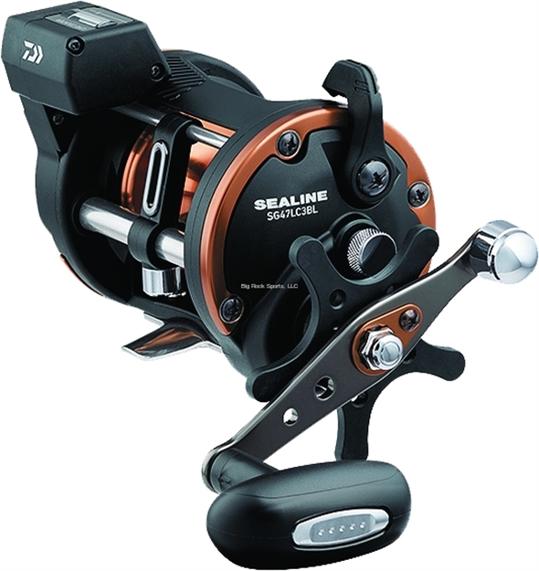 Picture of Daiwa Sealine Sg-3B Line Counter Reel, Left Hand, 3Bb, 4.2:1 Ratio, Alum Spool, Braid 40/480, 50/380, Counter Balanced Handle SG47LC3BL