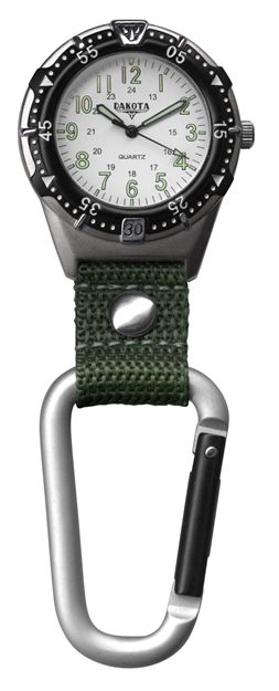 Picture of Dakota Aluminum Backpacker Clip Watch-White/Moss