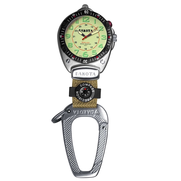 Picture of Dakota Easy-To-Read Flashlight Clip Watch - Tan Fob