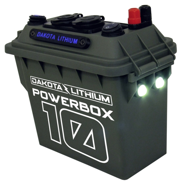Picture of Dakota Lithium 13 Volt 10 Amp Hour Power Box + 12 Volt Charger (Green)
