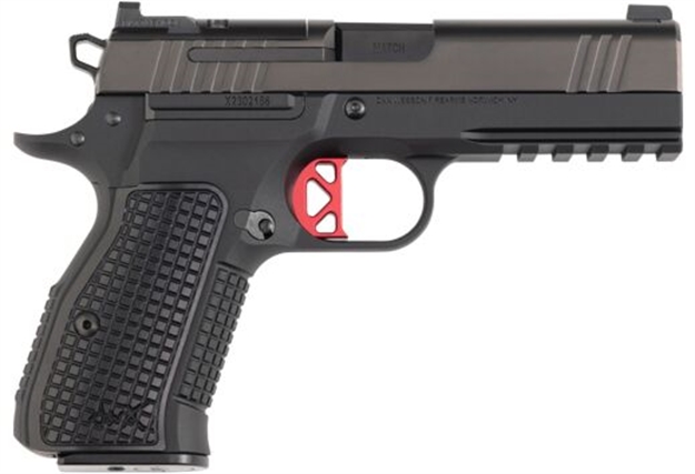 Picture of  Dan Wesson 92103 Dwx  Compact Frame 9Mm Luger 15+1 4.95" Black Match Grade Barrel, Black Dlc Serrated Steel Slide, Black Aluminum Frame W/Beavertail & Picatinny Rail, Black Textured Aluminum Grip 806703921037