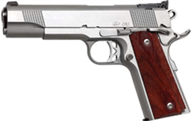 Picture of  Dan Wesson 01900 Pointman Seven *Ca Compliant 45 Acp 8+1 5" Stainless Steel Barrel, Brushed Stainless Steel Serrated Slide, Frame W/Beavertail, Wood Grip 806703019000