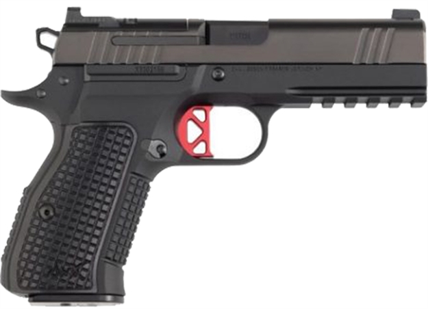 Picture of  Dan Wesson 92103 Dwx  Compact Frame 9Mm Luger 15+1 4.95" Black Match Grade Barrel, Black Dlc Serrated Steel Slide, Black Aluminum Frame W/Beavertail & Picatinny Rail, Black Textured Aluminum Grip
