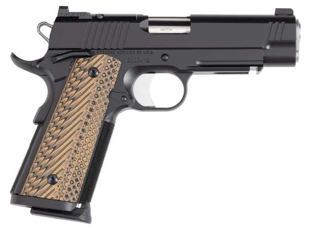Picture of  Dan Wesson 01795 Specialist Commander Full Size Frame 45 Acp 8+1 4.25" Stainless Steel Barrel, Black Duty Serrated Steel Slide, Black Duty Steel Frame W/Picatinny Rail, Black/Brown G10 Grip 806703017952