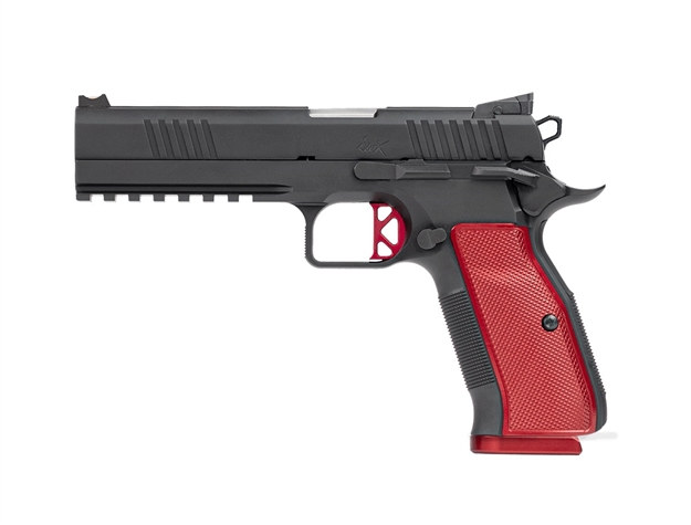 Picture of Dan Wesson Dwx Semi-Auto Pistol, 9Mm, 5" Match Bbl, Matte, Rail, Red Grips, Red Trigger, 10+1 Rnd