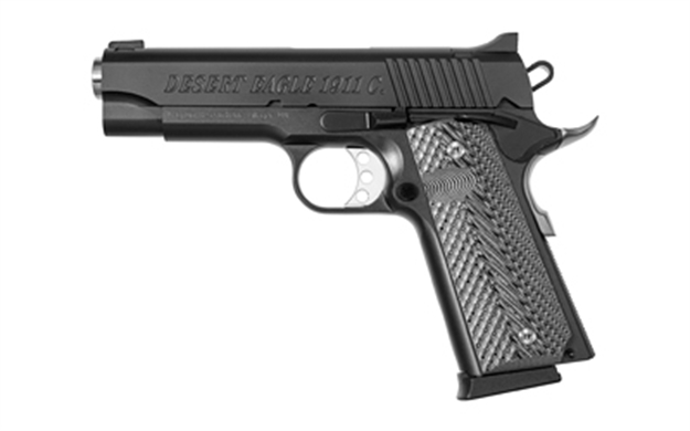 Picture of  Magnum Research De1911c 1911 C 45 Acp Caliber With 4.33" Bull Barrel, 8+1 Capacity, Overall Matte Black Finish Carbon Steel, Beavertail Frame, Serrated Slide & Black/Gray G10 Grip 761226086208