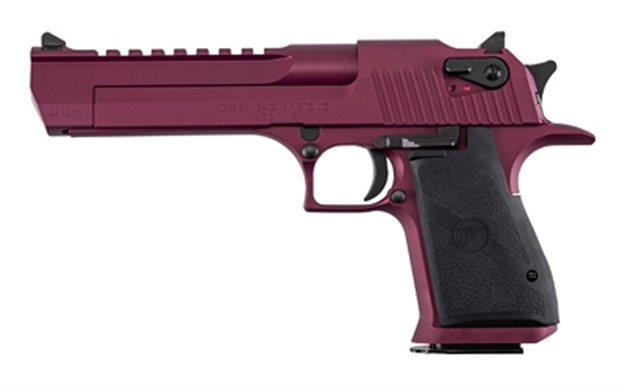 Picture of  Magnum Research De44bkc Desert Eagle Black Cherry 44 Mag 7+1 6" Black Barrel, Metallic Black  Cherry Cerakote Serrated Slide, Aluminum Frame W/Picatinny Rail & Beavertail Black Rubber Grips 761226090403