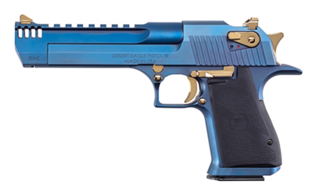 Picture of Magnum Research Desert Eagle 50Ae 6 Carbo Blue W/Gold DE50CBG 761226090441