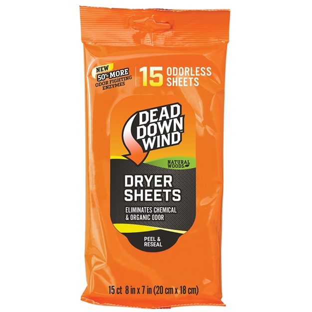 Picture of  Dead Down Wind 11913 Dryer Sheets  Cover Scent Natural Woods Scent Dryer Sheet 15 Per Pkg