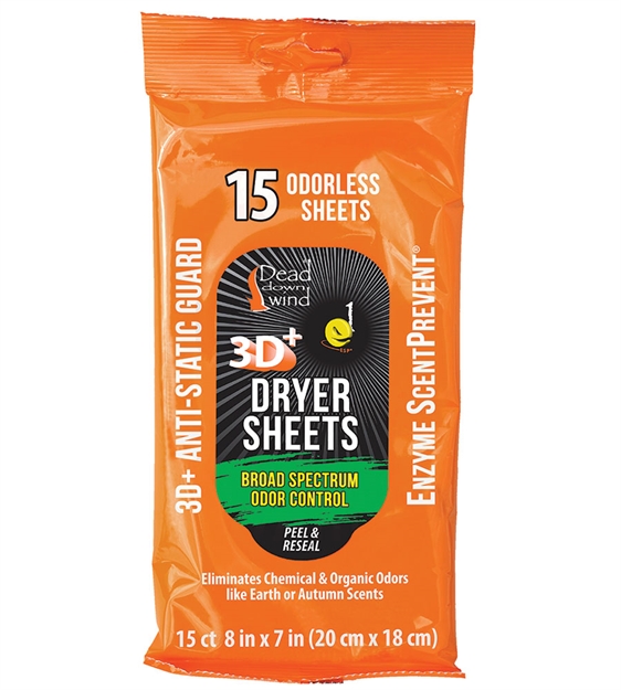 Picture of  Dead Down Wind 1113 Dryer Sheets  Odor Eliminator Odorless Scent Dryer Sheet 15 Per Pkg 189168000685
