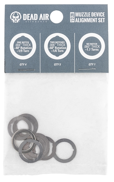 Picture of  Dead Air Da001 Shim Kit  1/2"-28 Tpi 3 Different Shim Thicknesses Included (.004", .006", .060")