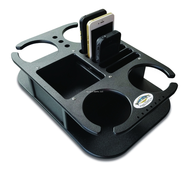 Picture of Deep Blue 4 Cup Drink Holder W/ 5 Cell Phone Storage& Box - Includes Suction Cups Black