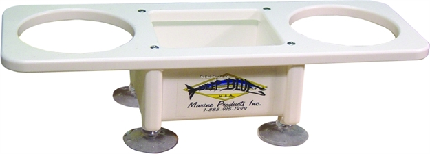 Picture of Deep Blue Double Drink Holder W/Center Storage Box Suction Cups