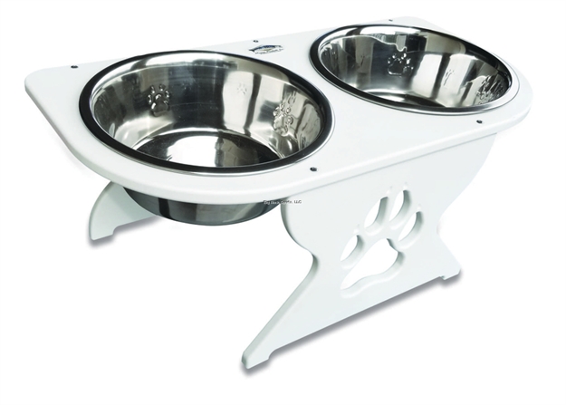 Picture of Deep Blue Medium Starbaord Dog Dish Holder 8" Tall With 8" Dia. Bowls (19 1/2" Long)