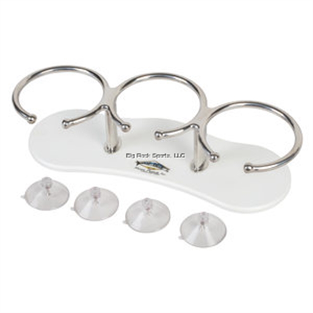 Picture of Deep Blue Triple Drink Holder Ssteel W/White Base Suction Cup