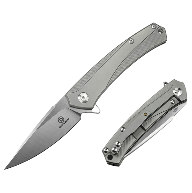 Picture of Defcon Barracuda D2 Folder 3.5 IN Blade Gray Titanium Handle