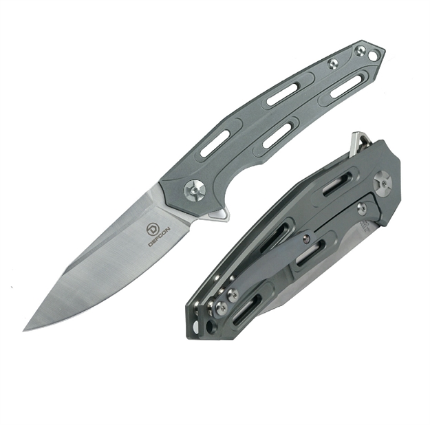 Picture of Defcon Cutter Folder 3.5 IN Blade Gray Titanium Handle
