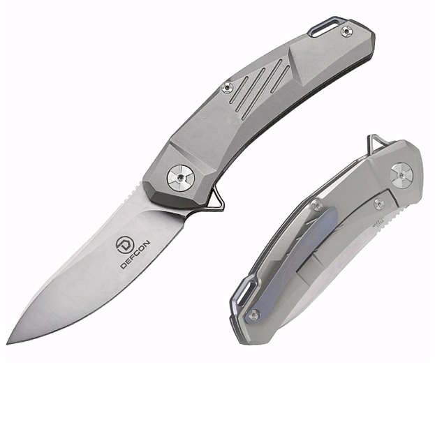 Picture of Defcon Edc Ulu D2 Folder 3.50 Blade IN Gray Titanium Handle