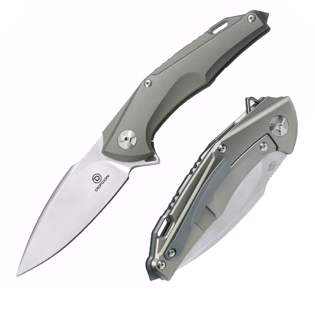 Picture of Defcon Sharks Tooth S35vn Folder 3.5 IN Light Gray Titanium