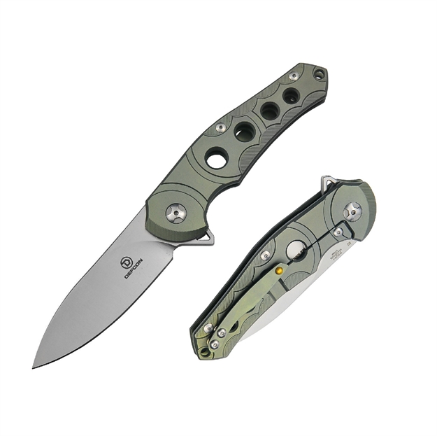Picture of Defcon Sphere D2 Folder 3.6In Blade Green Titanium-G10 Hndl