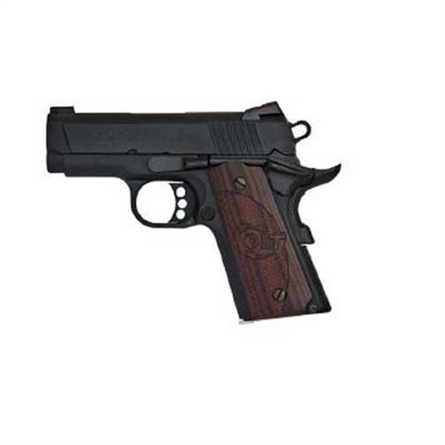 Picture of  Colt Mfg O7802xe Defender  Compact Frame 9Mm Luger 8+1 3" Black Steel Barrel, Blued Serrated Steel Slide, Matte Black Cerakote Aluminum Frame W/Beavertail, Black Cherry Tactical G10 Grip, Ambidextrous