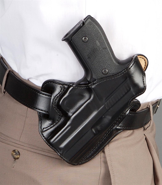 Picture of  Desantis Gunhide 001Bae1z0 Thumb Break Scabbard Owb Black Leather Belt Slide Fits Glock 26 Fits Glock 33 Fits Glock 27 Right Hand 792695198710