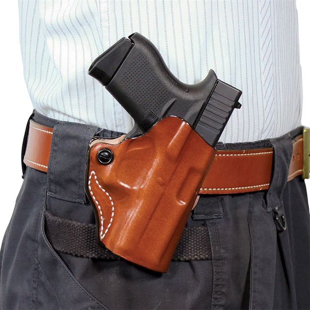 Picture of  Desantis Gunhide 019Tab6z0 Mini Scabbard  Owb Tan Leather Belt Slide Fits Glock 19/19X/19 G5/23/32/36 Right Hand 792695226284