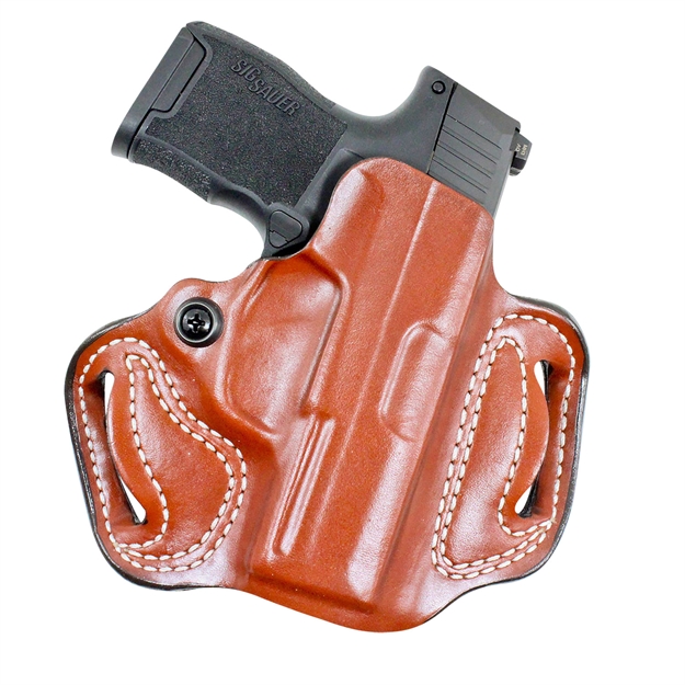 Picture of  Desantis Gunhide 086Ta8jz0 Mini Slide  Owb Tan Leather Belt Slide Fits Sig P365 Belt 1.75" Wide Right Hand