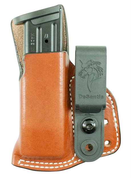 Picture of Desantis Gunhide A85tjggz0 Hidden Cache Mag Pouch Iwb Diamondback DB 9/40 Tan Steer Hide