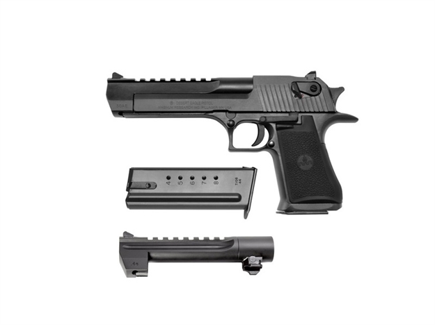 Picture of  Magnum Research De50wb6 Desert Eagle Mark Xix Conversion Combo 44 Rem Mag, 50 AE 6" 7+1, 8+1 Black Carbon Steel Frame & Slide Black Rubber Grip