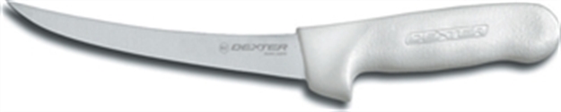 Picture of Dexter Sani-Safe 6" Narrow Curved Boning Knife, White Sure Grip Handle, Clam S131-6PCP 092187014932